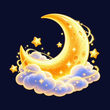 LumiTale app icon: a glowing crescent moon on clouds